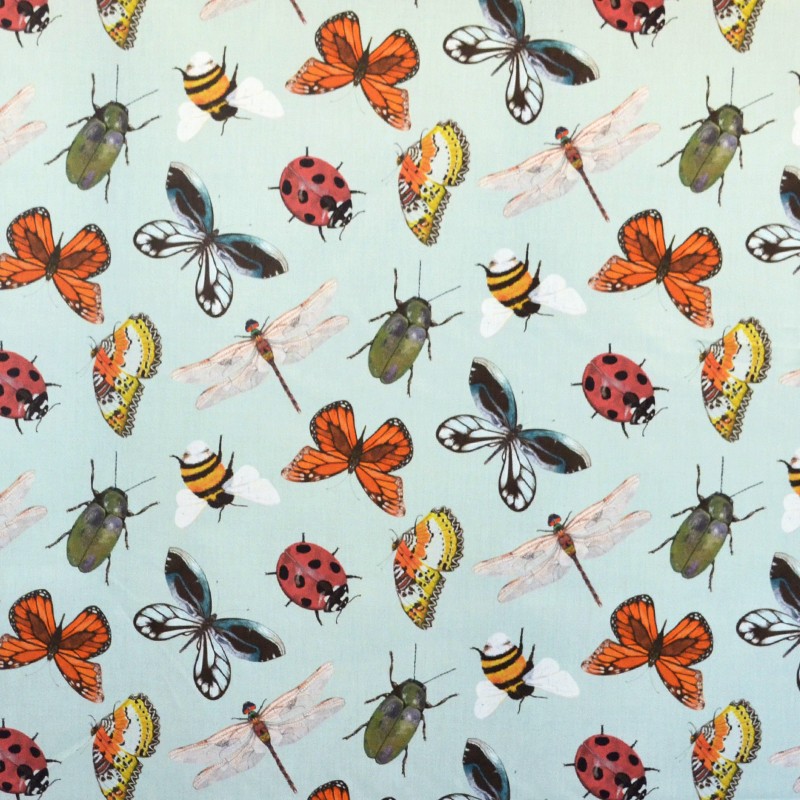 Cotton Poplin Butterflies Greenish - Ribes y Casals