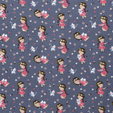 Cotton Poplin Fabric Girl Grey Background - Ribes y Casals