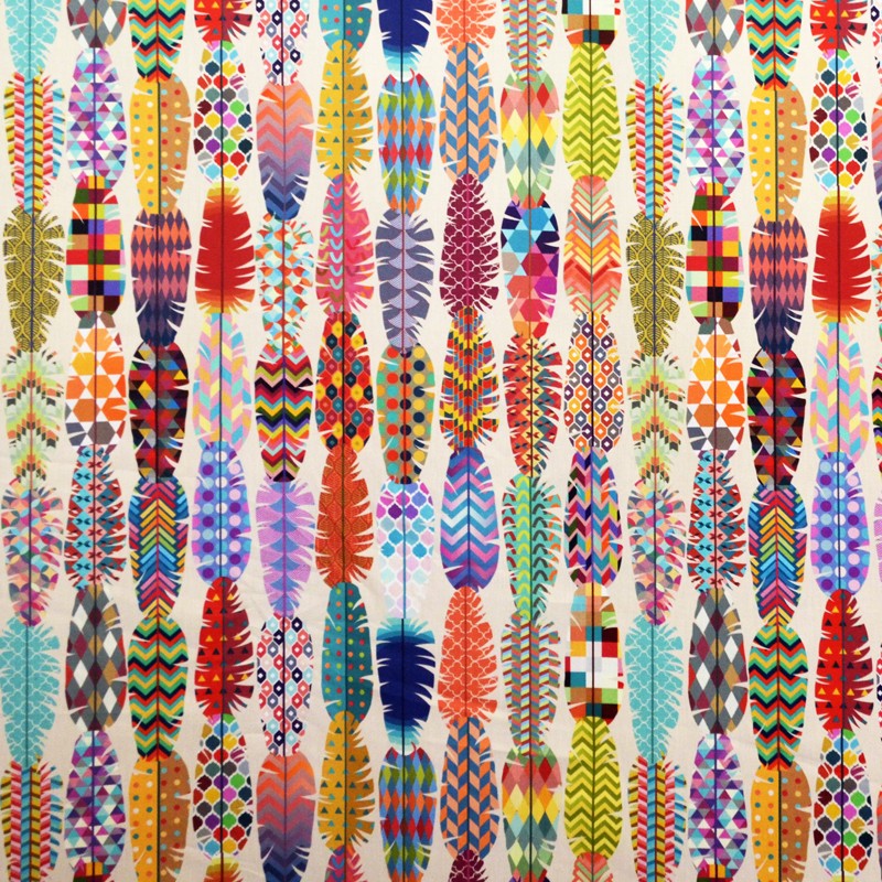 Cotton Poplin Feathers Mosaic Multicolor - Ribes y Casals