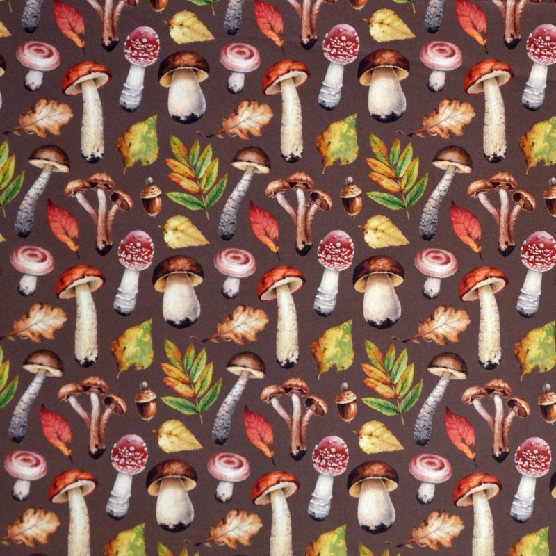 Cotton Poplin Mushrooms Brown - Ribes y Casals
