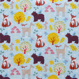 Cotton Poplin Fabric Fox Sky Blue Background - Ribes y Casals