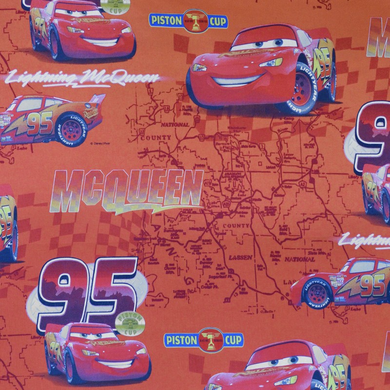 Poplin Cars Disney Coral - Ribes y Casals