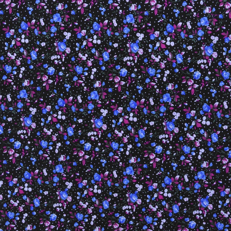 Poplin Flamenco Liberty Flowers Blue - Ribes y Casals