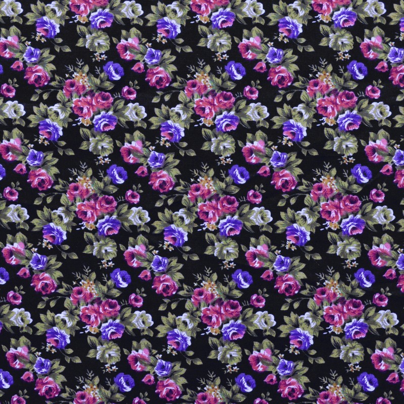 Poplin Flamenco Liberty Roses Black - Ribes y Casals