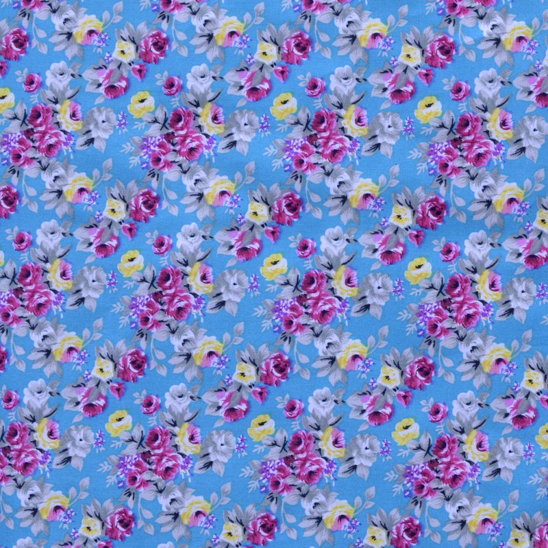 Poplin Flamenco Liberty Roses Turquoise - Ribes y Casals