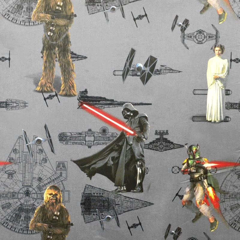 Poplin Star Wars Grey - Ribes y Casals