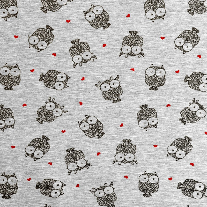 Cotton Jersey Owl Mottled Grey - Ribes y Casals