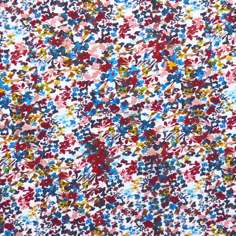 Viscose Knitted Fabric Flower Blue Mosaic - Ribes y Casals