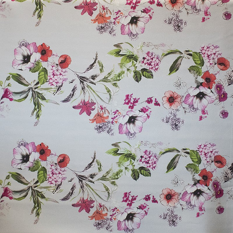 Satin Mikado Floral Red - Ribes y Casals