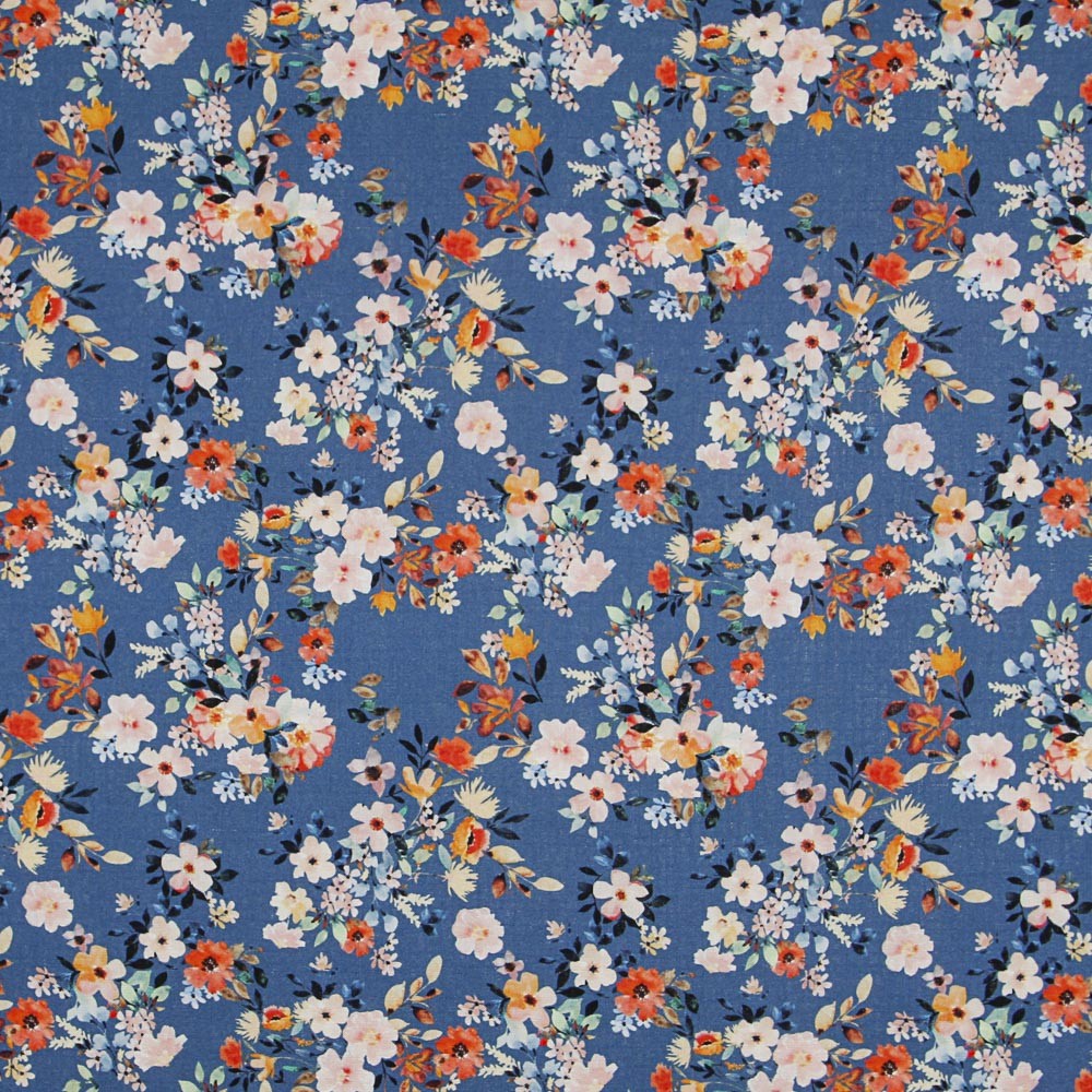 Rustic Blue Floral Fabric - Ribes y Casals