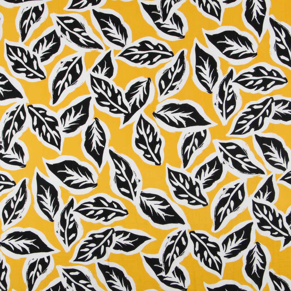 Rustic Ocher Leaves Fabric - Ribes y Casals