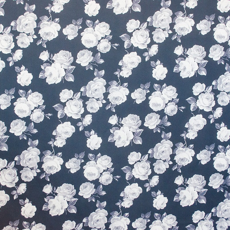 Polyester Twill Flower Grey - Ribes y Casals