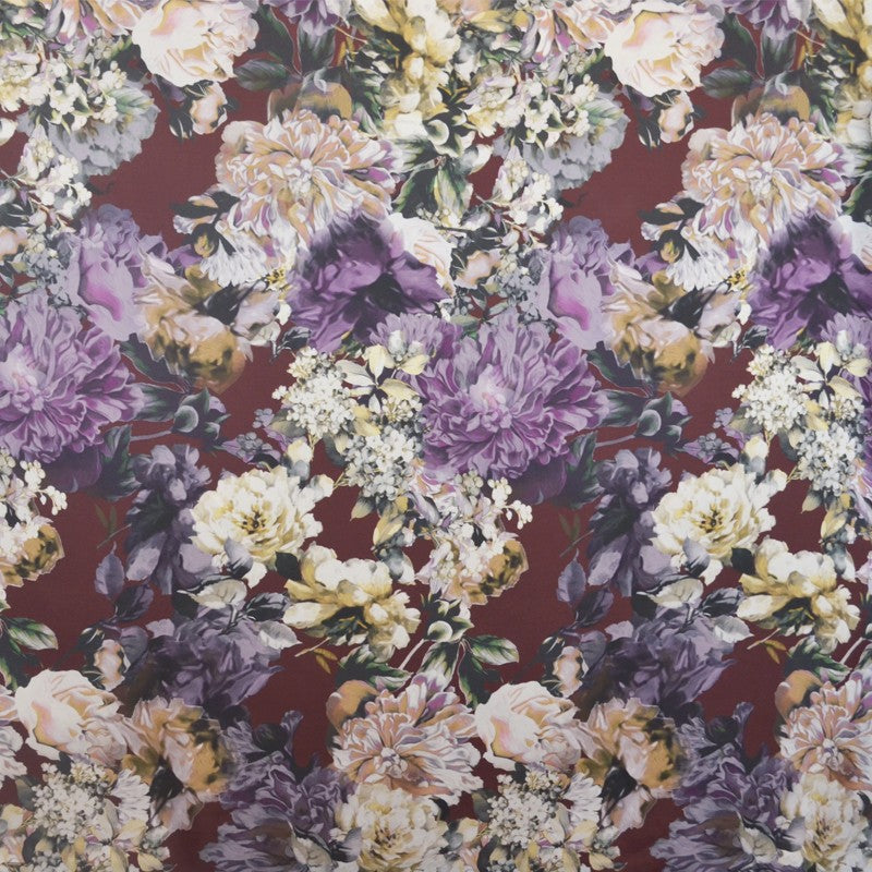 Satin Flower Cotton Cloth Garnet - Ribes y Casals