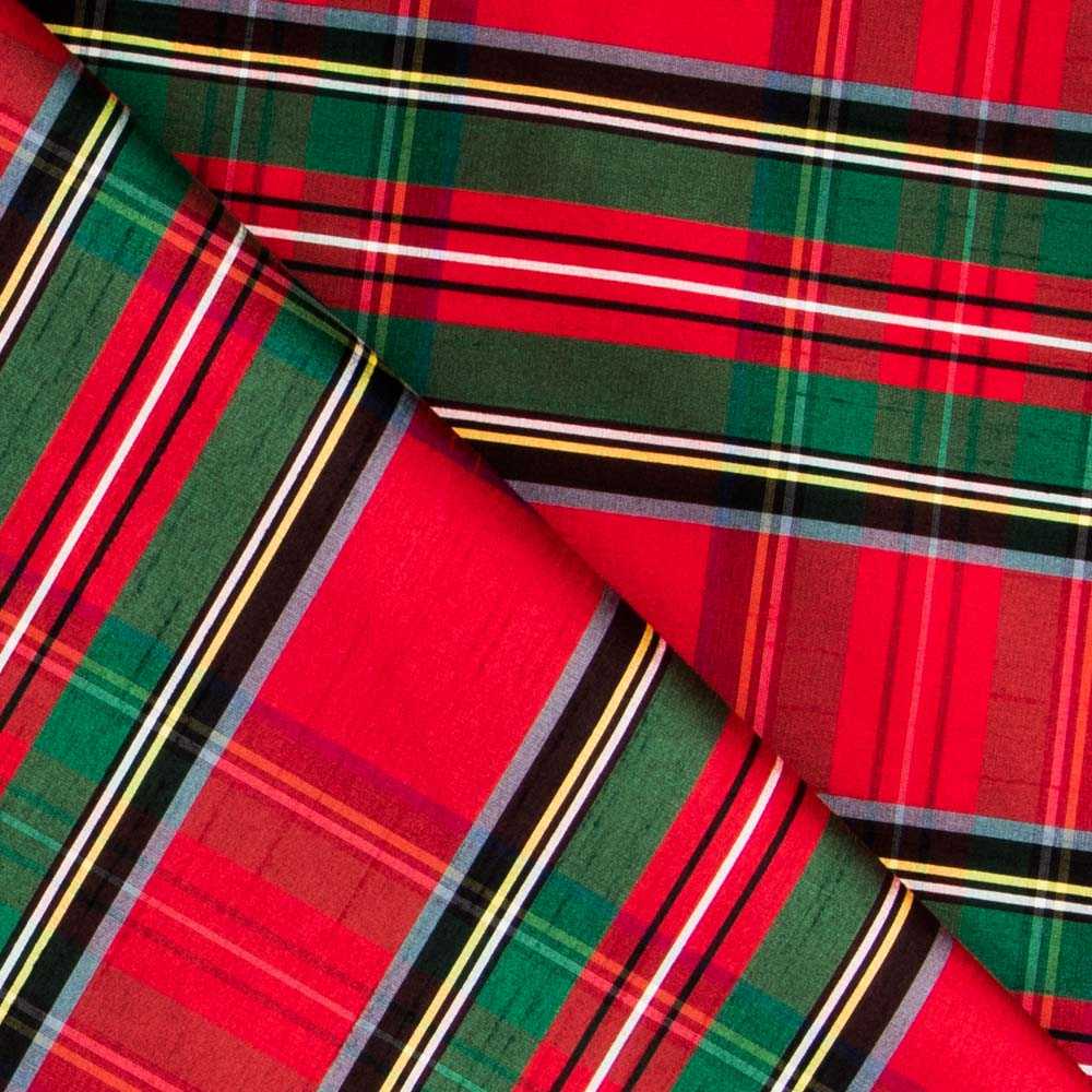 Fabric Shantung Polyester Red Tartan - Ribes y Casals
