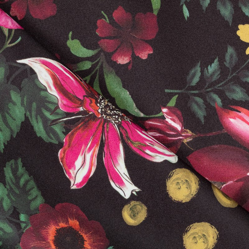 Stretch Fabric Wild Flower Black - Ribes y Casals