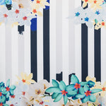 Stretch Stripes Floral Blue - Ribes y Casals