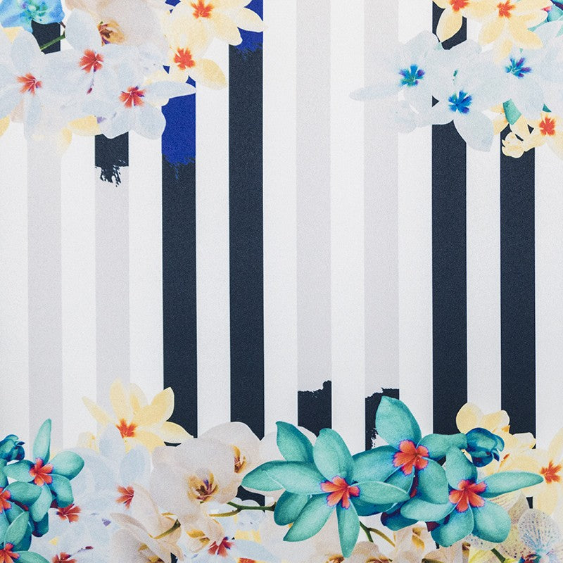 Stretch Stripes Floral Blue - Ribes y Casals