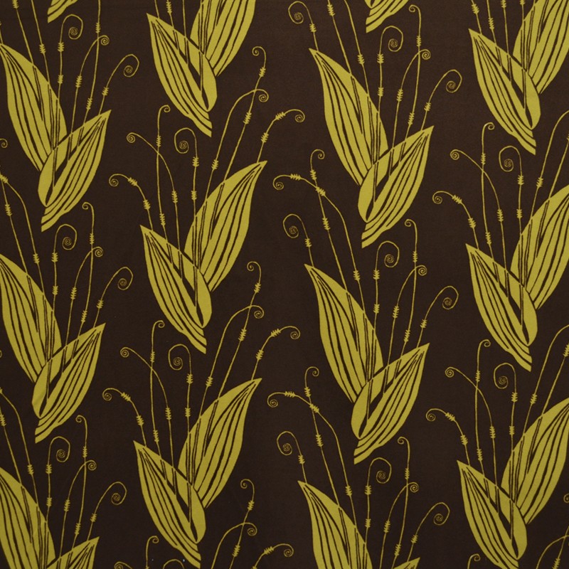 Printed Velvet Fabric Yellow Leaf - Ribes y Casals