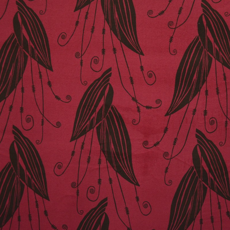 Printed Velvet Fabric Leaf Brown - Ribes y Casals