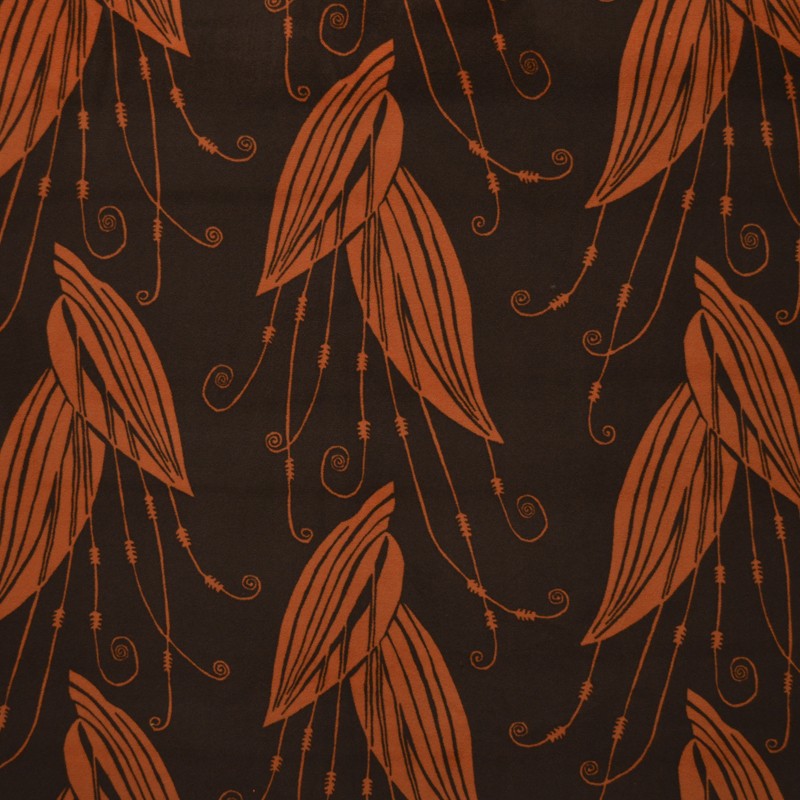 Printed Velvet Fabric Leaf Orange - Ribes y Casals