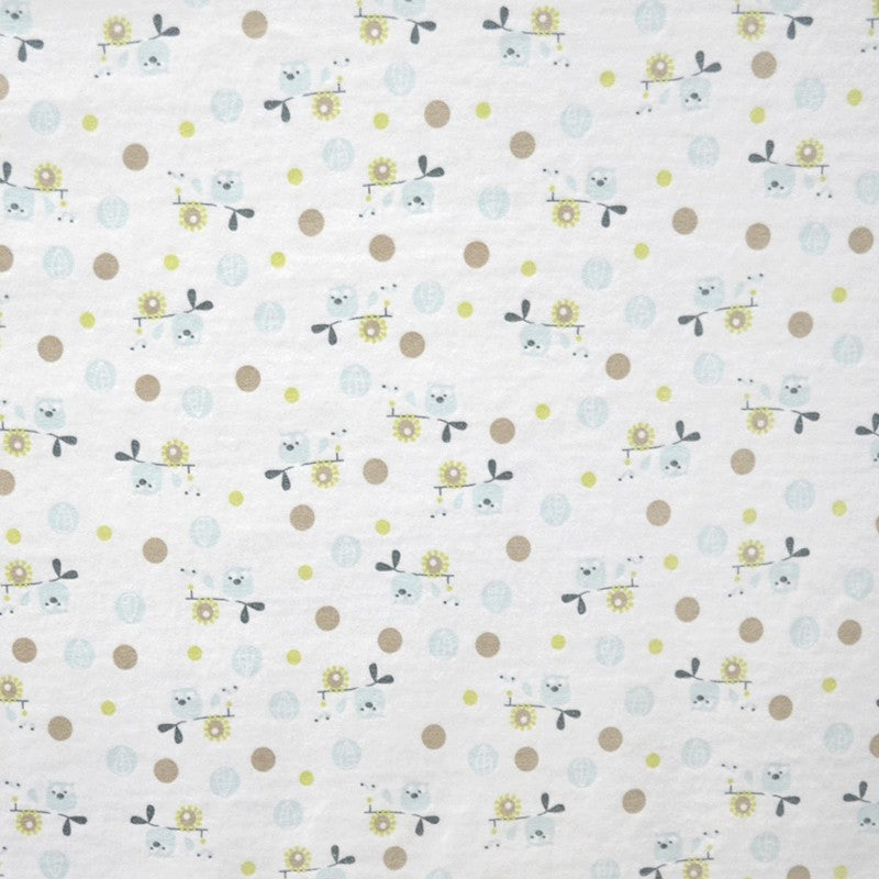 Sheared Fabric Sky Blue Owl Print - Ribes y Casals