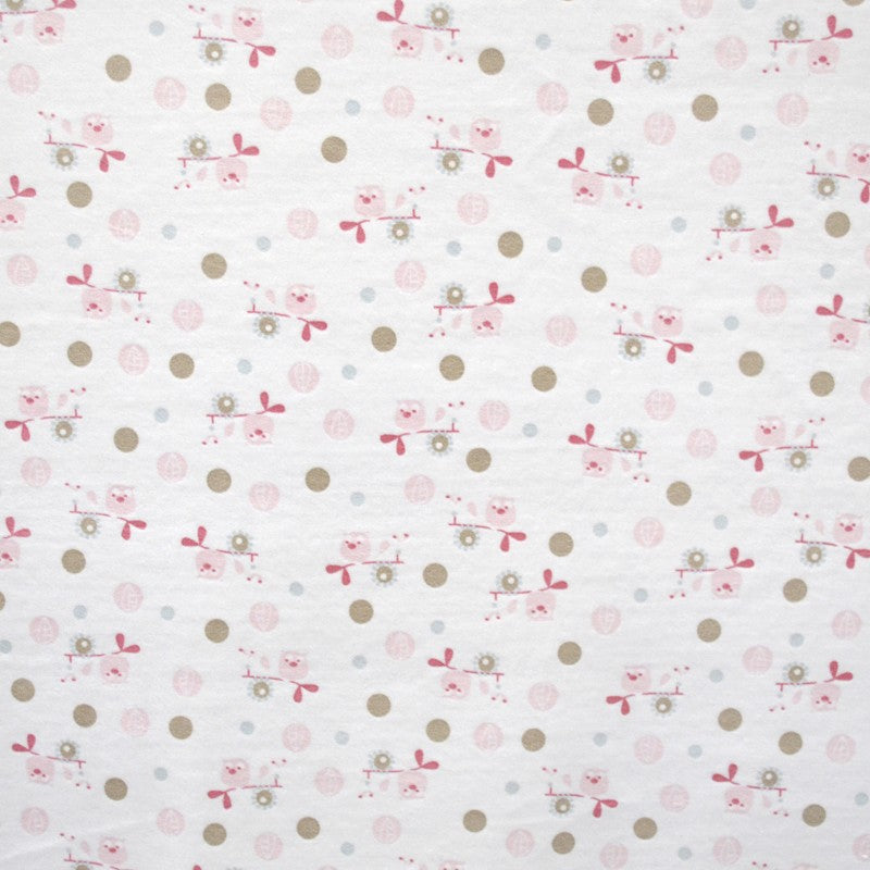Printed Fabric Owls Baby Pink - Ribes y Casals