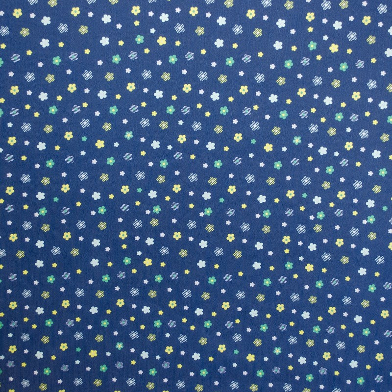 Jeans Fabric Kids Small Flowers Blue - Ribes y Casals
