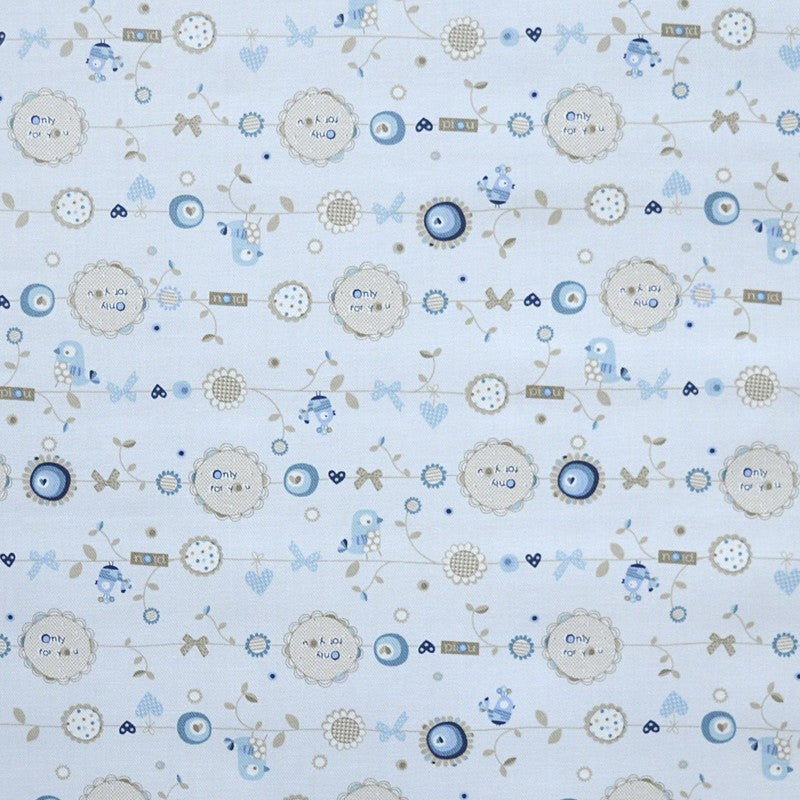 Printed Villela Fabric Chicks Sky Blue - Ribes y Casals
