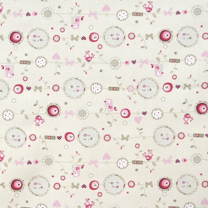 Printed Villela Fabric Chicks Ecru - Ribes y Casals