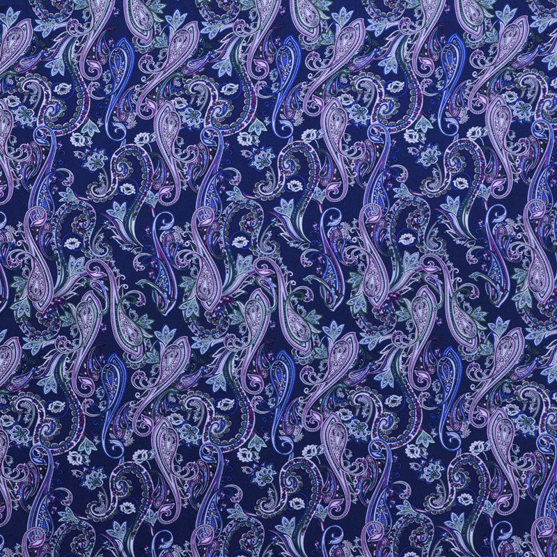 Viscose Fabric Cashmere Print Blue Background - Ribes y Casals