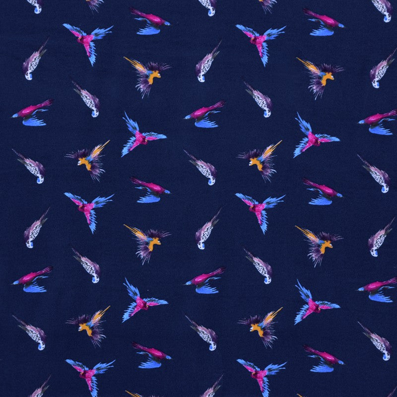 Printed Viscose Fabric Bird Print Multicolour - Ribes y Casals