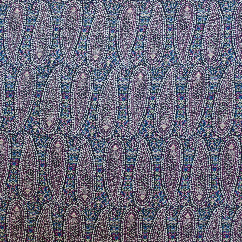 Navy Viscose Mosaic Floral Mosaic Fabric - Ribes y Casals