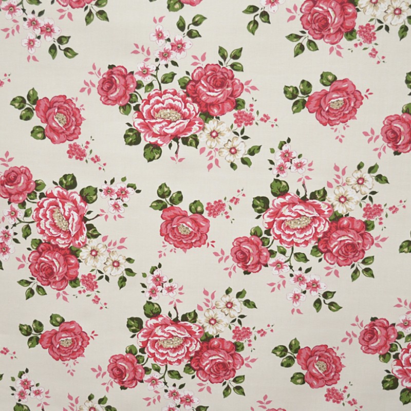 Floral Print Villela Fabric Ecru Background - Ribes y Casals