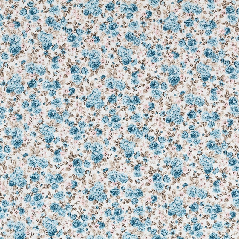 Viyela Fabric Cretonne Flower Blue - Ribes y Casals