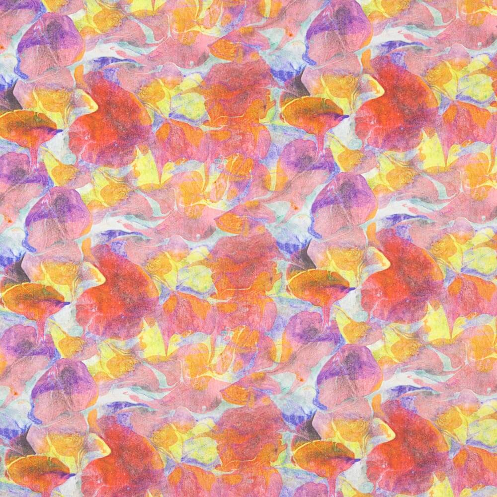 Orange Marble Flower Poplin Fabric - Ribes y Casals