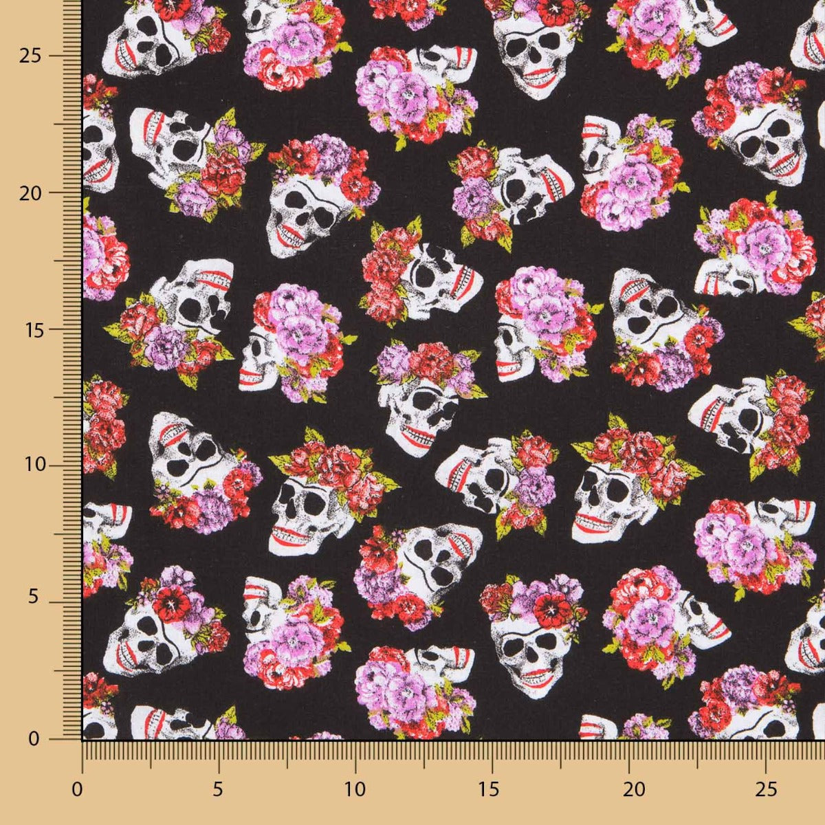 Algodón Skull Catrina Negro - Ribes y Casals