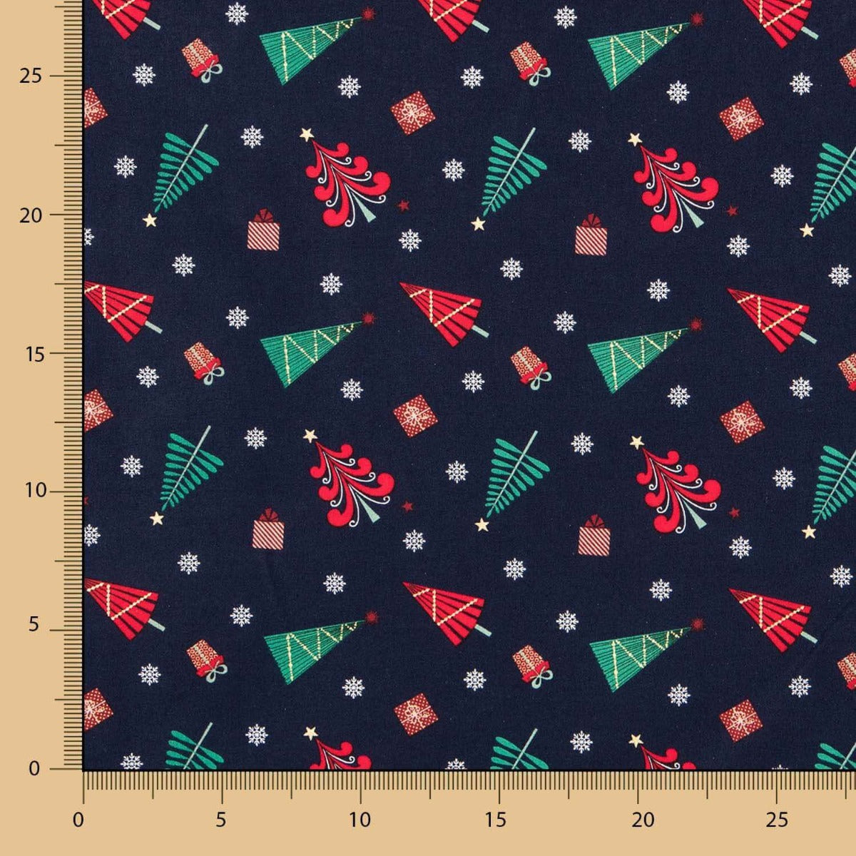 Algodón Navidad Multi Árboles Azul - Ribes y Casals