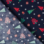 Algodón Navidad Multi Árboles Azul - Ribes y Casals