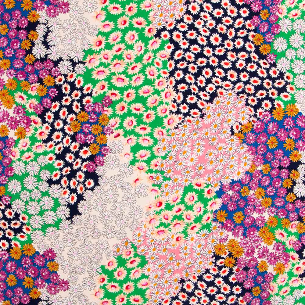 Crepe Flowers Multi Patch Fabric - Ribes y Casals
