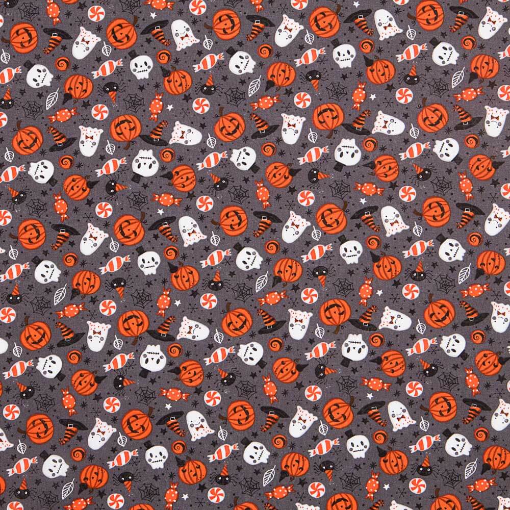 Poplin Oeko-Tex® Halloween Pumpkin Grey - Ribes y Casals