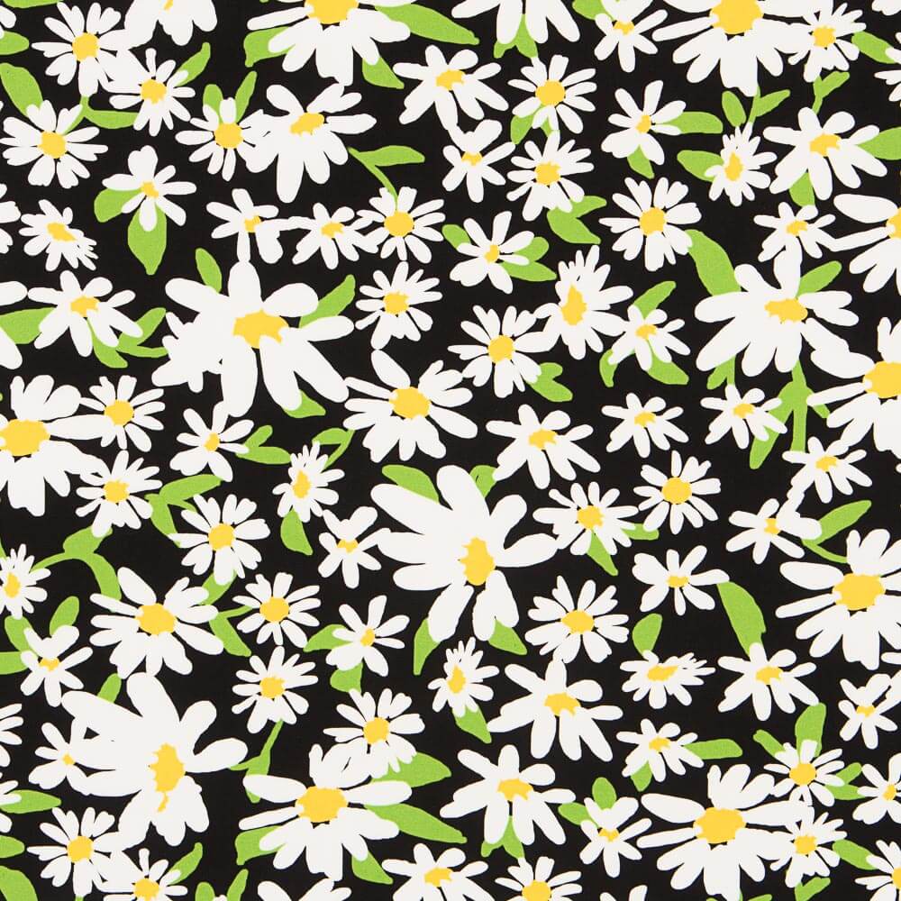 Viscose Black Daisies - Ribes y Casals