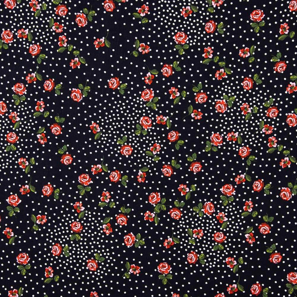 Red Polka Dot Rosette  Viscose Crepe - Ribes y Casals