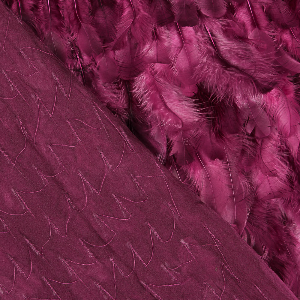 Fuchsia Fabric with Feathers - Ribes y Casals