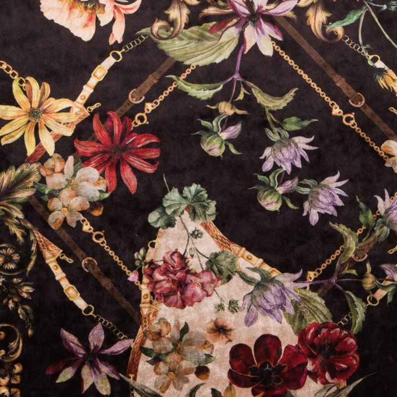 Stretch Velvet Floral Black - Ribes y Casals