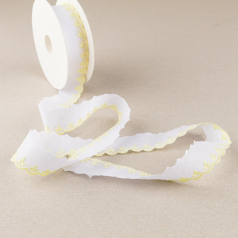 Batiste strip White Yellow 3.5cm - Ribes y Casals