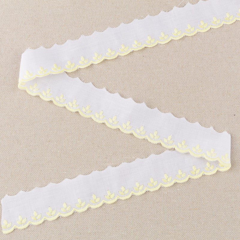 Batiste strip White Yellow 3.5cm - Ribes y Casals