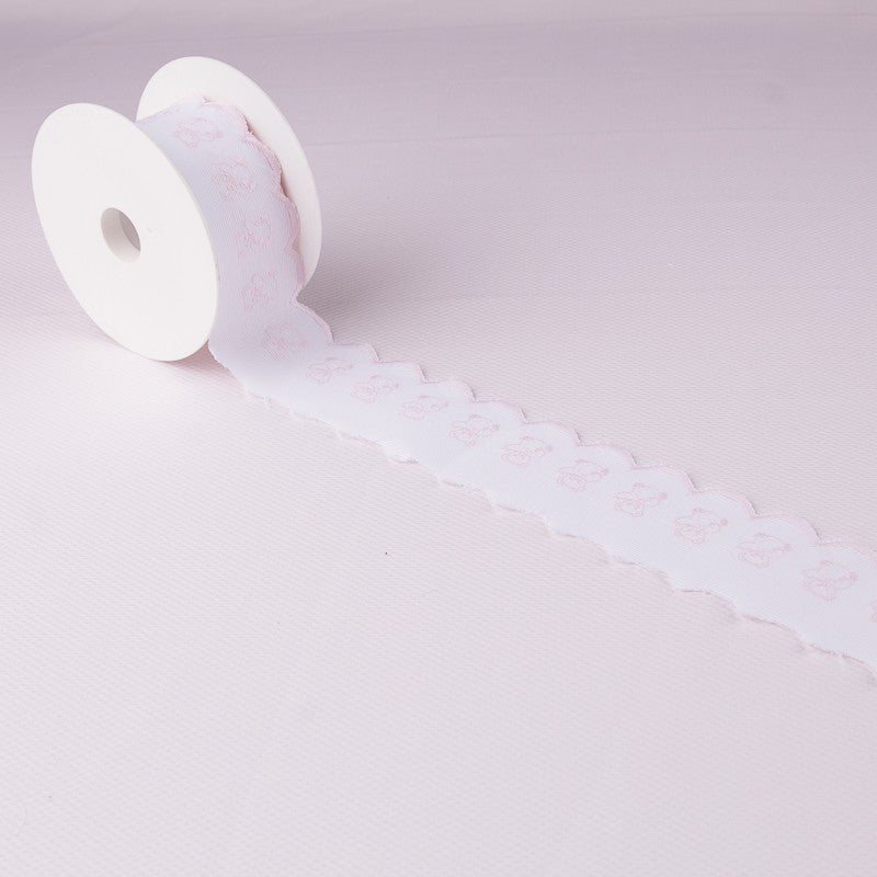 Pique strip White Pink 6,5cm - Ribes y Casals