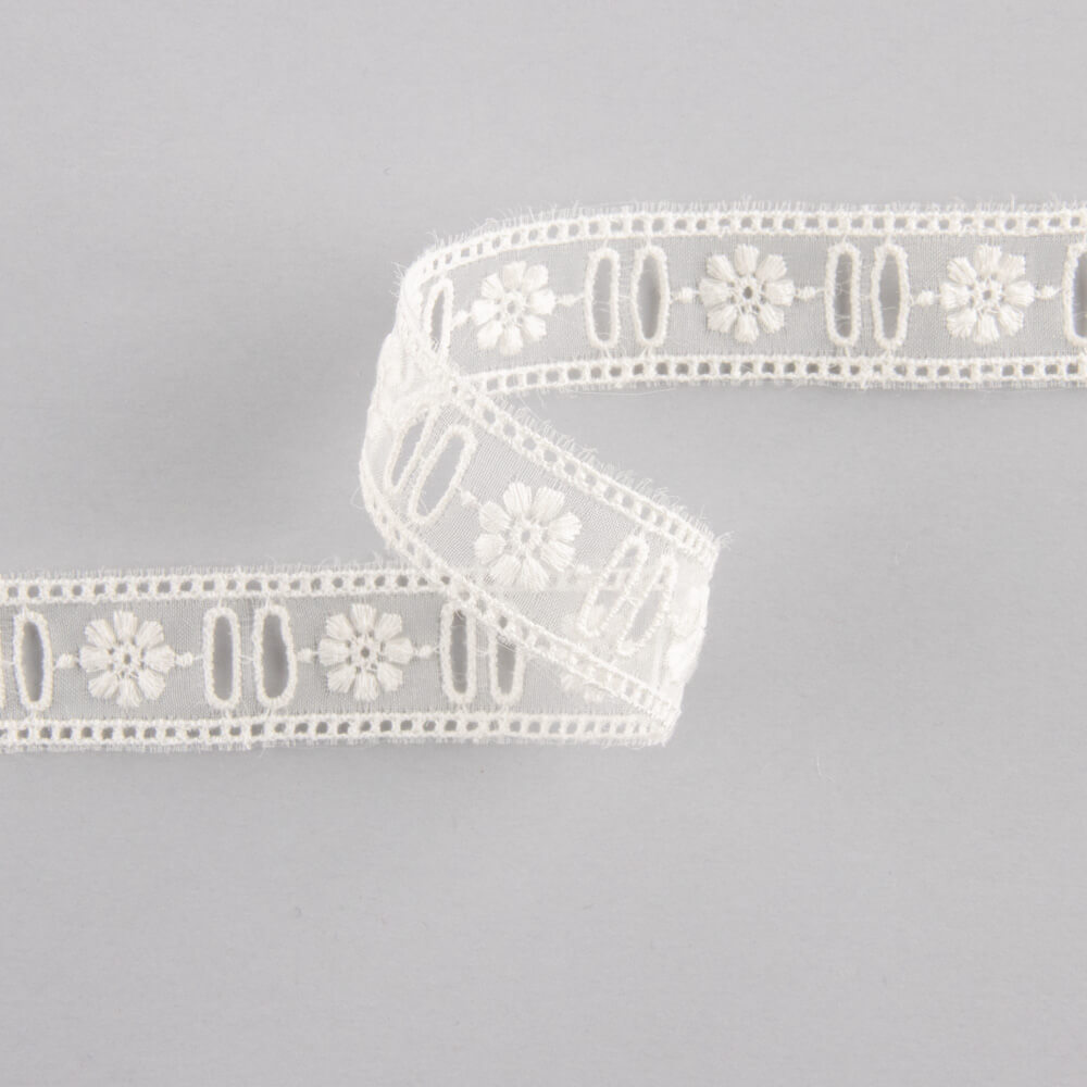 Muslin strip Embroidery beige 2cm - Ribes y Casals