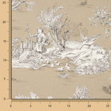 Toile de Jouy Cotton Canvas – Soft Brown Background - Ribes y Casals