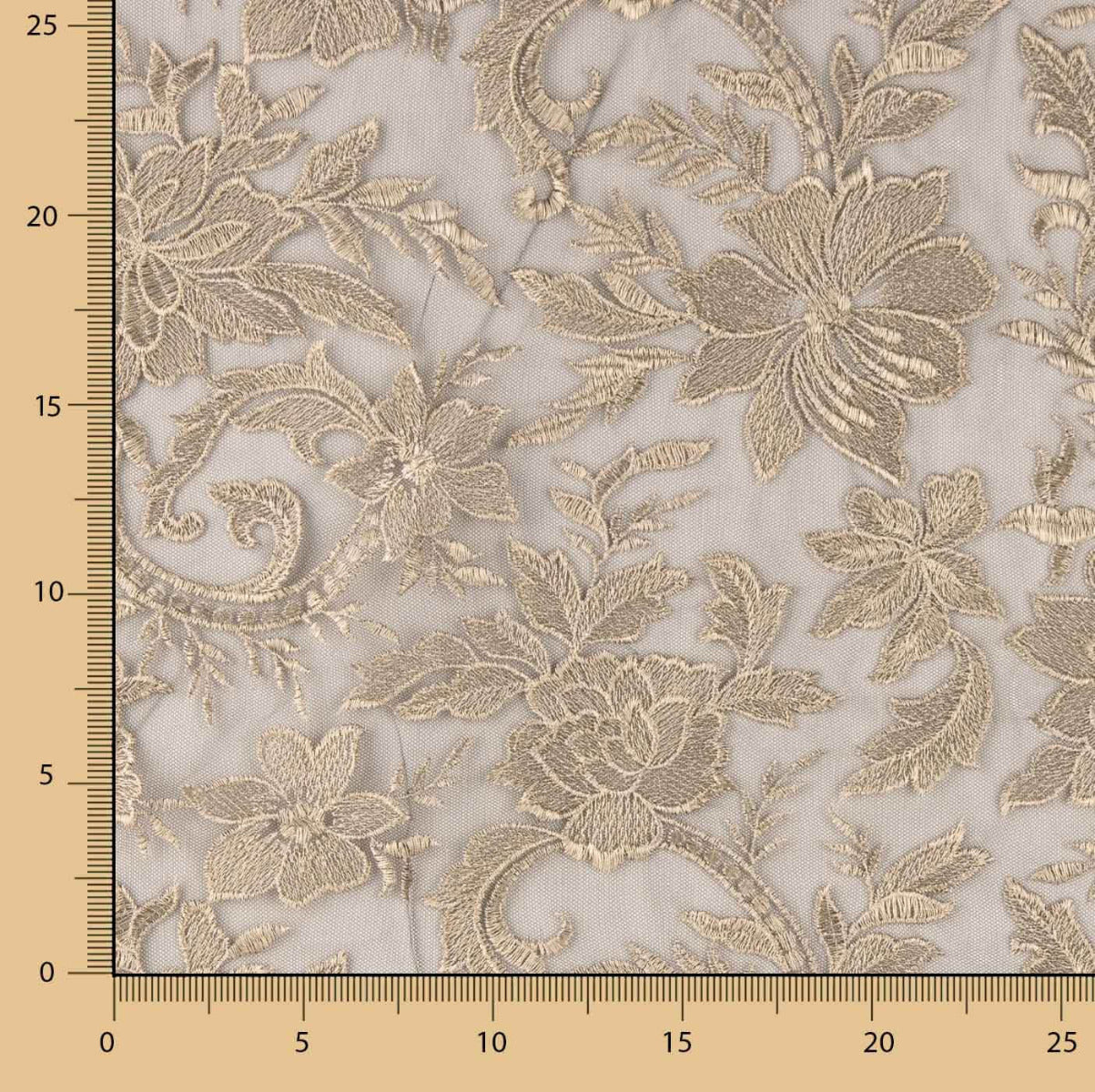 Mink Flower Embroidered Tulle - Ribes y Casals